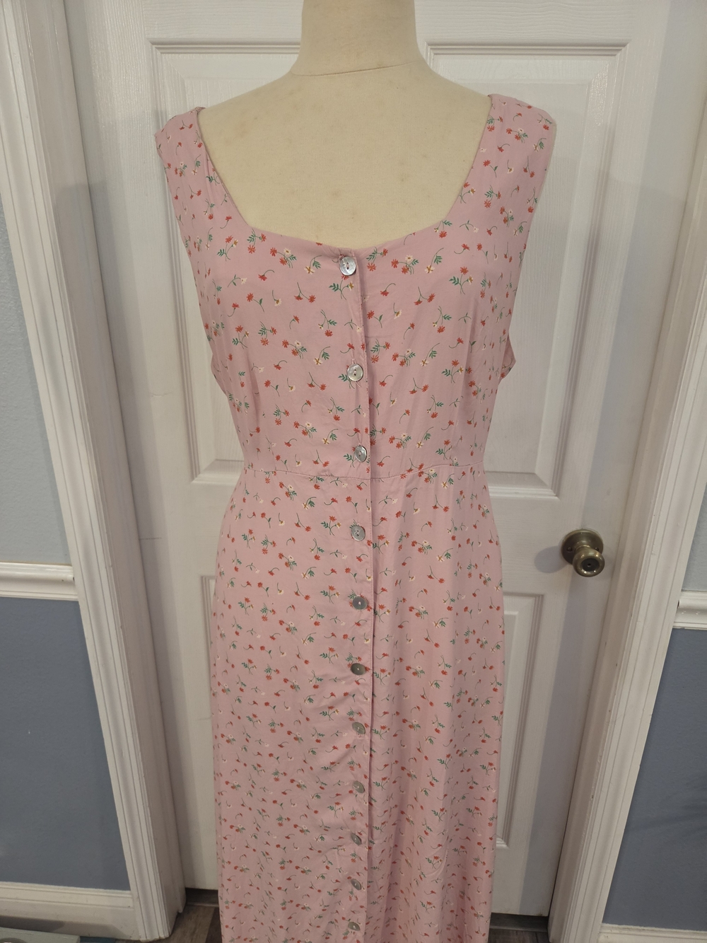 Robbie Bee Pink Floral Button-Front Maxi Dress